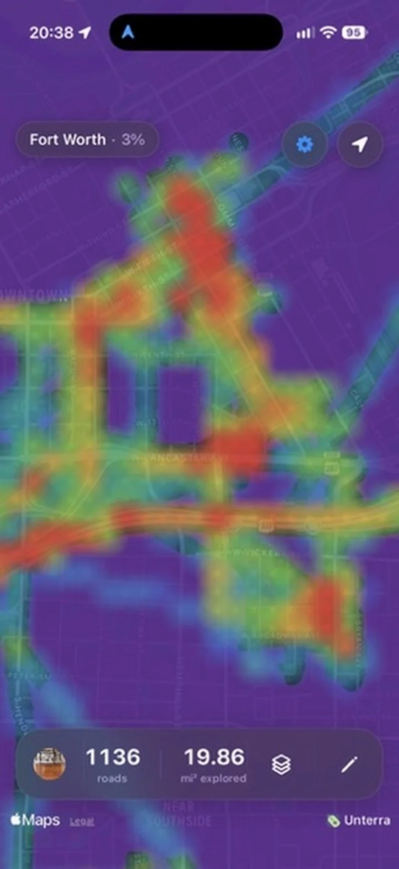 Unterra App Density Heatmap of a City