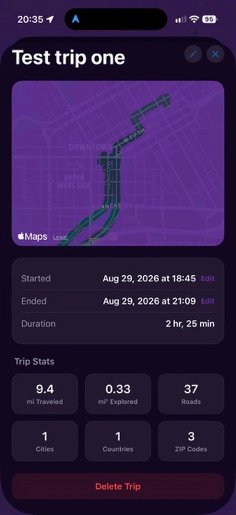 Unterra App Trip Detail Screen